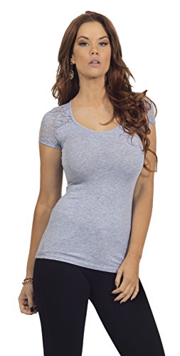 Women's Scoop Neck Floral Lace Short Sleeve Casual Slim Fit Fashion Shirt Top