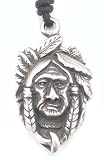 Indian Style CHIEF Silver Tone PEWTER Pendant Necklace