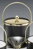 Review Kraftware  / Kraftware 62268 Black Matte with Brass 3 Quart Ice Bucket with Bale Handle, Bands and Metal Cover