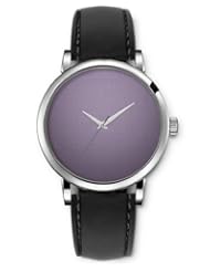 SPRAWL Aanalog Fashion Series Silver Ladies Watches of Genuine Black Leather Strap,Unique Wrist Watch for Women Girls Designed with Texture of purple fabric with gray