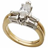 0.50 Ct.T.W. Tapered Baguette Cut Diamonds in 18Kt. Yellow Gold and Platinum. Diamond Wedding Ring Set, Semi-Mount Setting (without Center Stone)