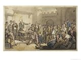 The Vicar Preaches to His Fellow Prisoners Who at First Deride Him But Later Come to Respect Him Giclee Poster Print by Thomas Rowlandson, 24x18