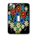 Lee Hiller Designs Embroidery Prints Floral - Blue Cornflowers Red Poppies and Daisies - Light Switch Covers - single toggle switch