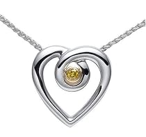 .03 ct Fancy Yellow Diamond 14k White Gold Heart Shaped Pendant (I1 Clarity) Harry Potter7