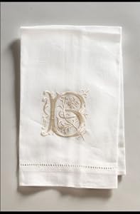Set of 6 Meandering Vines Embroidered Guest Towel - B