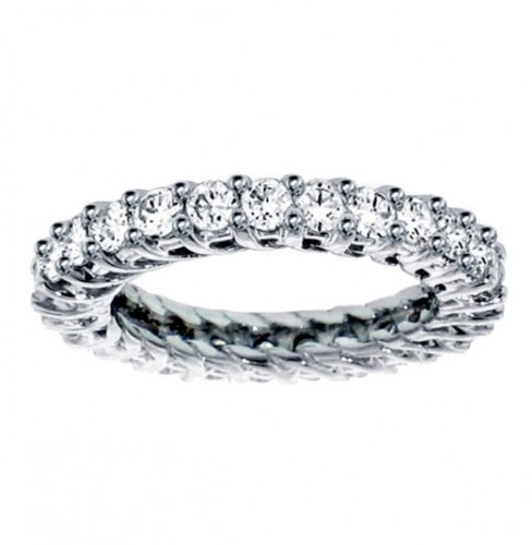 2.85 CT TW Round Diamond Braided Prongs Eternity Wedding Ring in 14k White Gold