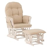 Stork Craft Hoop Glider and Ottoman, White/Beige