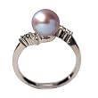 Lovers Embrace Lavender Cultured Pearl Cubic Zirconia Platinum Overlay Sterling Silver Ring