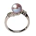 Lovers Embrace Lavender Cultured Pearl Cubic Zirconia Platinum Overlay Sterling Silver Ring