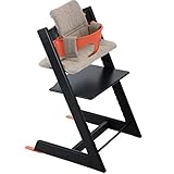 ストッケ トリップトラップ チェアセット チェア:ブラック ベビーセット:ラバオレンジ クッション:ヘイジーツイード 【3個口】