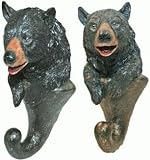 Decorating Black Bear Head With Paws Figurine Coat Hat Wall Mounted Hanger Hook (Great Lodge Cabin Decor) 6" Set Of 3