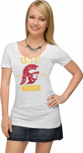 USC Trojans Women's White Vanity V-Neck Tee