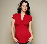 The Olian Rayon Knit Cap Sleeve Ruched Front Top