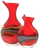 Ecco!Murano Hand Blown 15" Vase Red, Grey