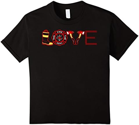 Kids Love Firefighter TShirt 10 Black