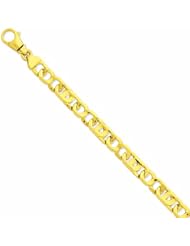 Genuine 14K Yellow Gold 10.25Mm Polished Fancy Link Bracelet 8.5 Inches 100% Satisfaction Guaranteed.