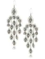 Miguel Ases Pyrite Bead and Sterling Silver Station Dangle Earrings