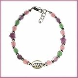 Sterling Silver Child's CTR Bracelet for Girls with Lavender Stars (6 - 6 1/2 Adjustable)