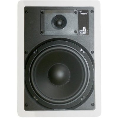 HiFi Works 30003 HFW8 8-Inch In-Wall Speakers, White (Pair)