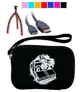 Durable Carry Case for Kodak PlaySport Zx3 HD Camcorder + HDMI Mini Cable and Pink Tripod for PlaySport Zx3 HD kodak Video Camcorder (Gun Metal)