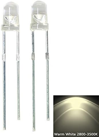 LUXINT 100pcs 3mm Led diode Warm White Pure White Cool White 5-8LM Blue 300-600mcd Color Waterproof Led Diode lamps (Warm White)