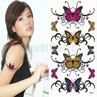 GLucky Tattoo : 10 Sheets Coloful Butterflies Temporary Body Art Waterproof Tattoo Sticker 10 pcs/lot 10272