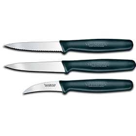 Victorinox 3-Piece Paring Knife Set, Black Handles