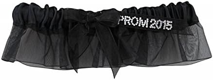 Women's Satin and Organza Garter w/ Crystal "PROM 2015" Ribbon