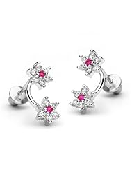 14k Gold Plated 925 Silver Flower and Flower Children Screwback Earring Baby, Toddler, Kids & Children