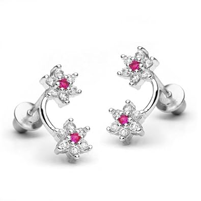 Cheap Girls Jewelry 14k Gold Plated 925 Silver Flower and Flower Children Screwback Earring Baby, Toddler, Kids & Children For Sale
