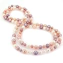5-7.5mm Multi-Color Chinese Cultured Pearl Necklace - 36" Endless w/ Sterling Silver Shortener