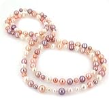 5-7.5mm Multi-Color Chinese Cultured Pearl Necklace - 36 Endless w/ Sterling Silver Shortener