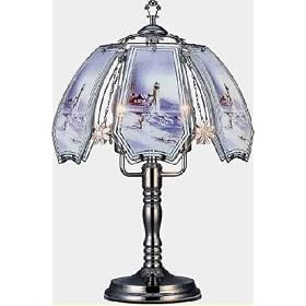 Lighthouse in Winter Touch Lamp ET-BCN5 Select Base Finish: Antique Brass by Custom Phones - Fun Home Products