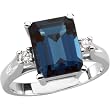 14K White Gold London Blue Topaz and Diamond Ring