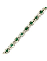 14k Gold 10.40ct tw Emerald and Diamond Fashion Bracelet