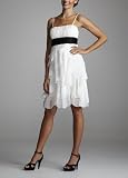 Davids Bridal Spaghetti Strap Chiffon Dress with Tiered Skirt Style VCSYD132