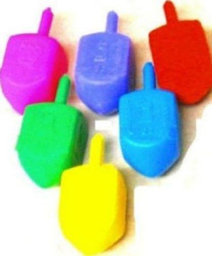 Medium Plastic Dreidels; Assorted Colors - 50/ Bag - Made in Israel