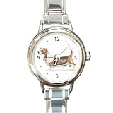 Basset Hound Round Italian Charm Dog Watch