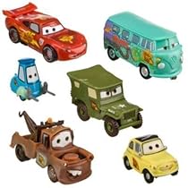 Disney Pixar Cars - Lightning McQueen Pit Crew - 6 Figure Play Set - In Display Box
