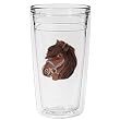 Horse (Brown) 12 oz Slimline Insulated Beverage Tumbler, Clear