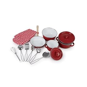 Kids Metal pots and pans in deep red