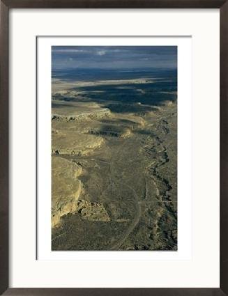 Aerial View of Chaco Canyon, Pueblo Bonito is Seen to the Left Framed Photographic Poster Print by Ira Block, 21x29