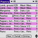 Pantry for Palm downloadable Software