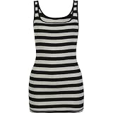 FULL TILT Striped Womens Boy Tank - Black/Heather Grey