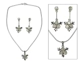 Moonstone jewelry set, 'Silver Clover' 16 L