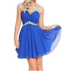 Cocktail Short Chiffon/Satin Empire   Waistline Open-Back Ruched Beaded Evening Dress/Homecoming Dress/Prom Dress/Wedding Party Dress 
