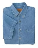 NEW Port Authority - Short Sleeve Denim Shirt Faded Denim-XL