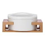 Dansk Framework Covered porcelain serving dish with wood stand