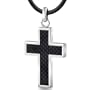 Stainless Steel Mens Cross Pendant Necklace with Carbon Fiber