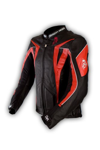 Dragon Rider Sword Leather Motorcycle Jacket - Red - Medium